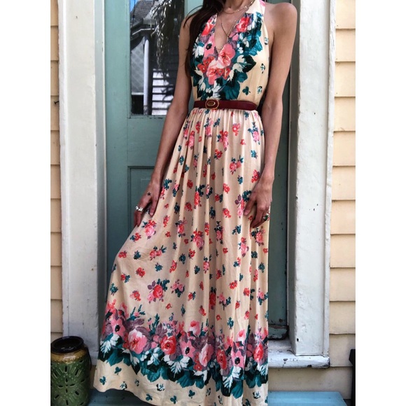 Vintage Dresses & Skirts - Vintage 70s halter maxi dress